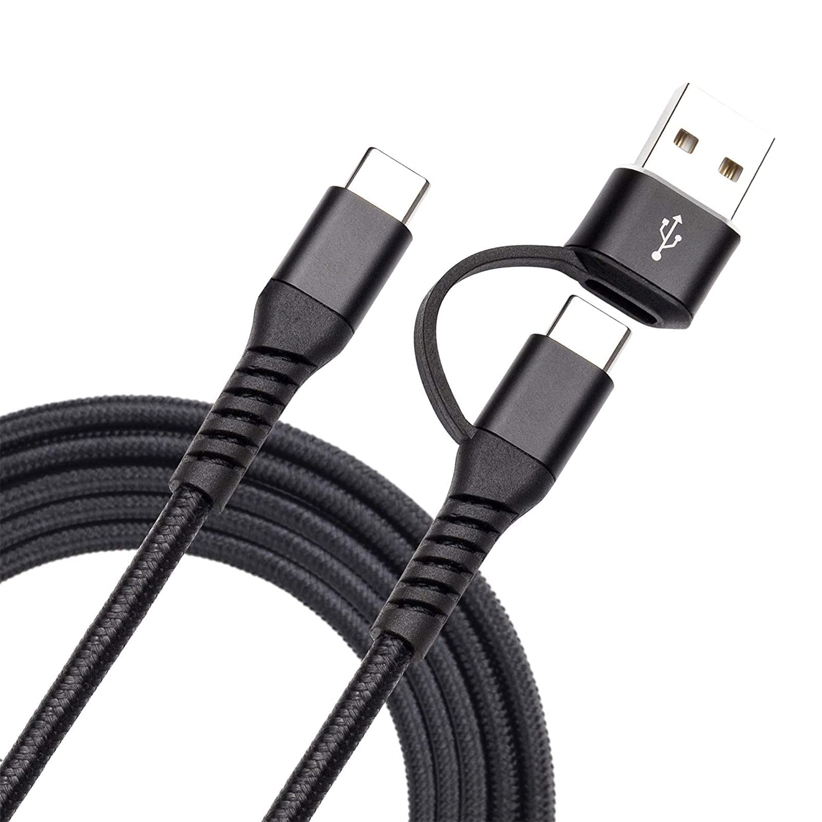 Book Cover USB C to USB C Cable 60W 10ft,QC&PD 2-in-1 USB-A/C to USB-C Fast Charger Cord for Apple MacBook Pro/Air 2020/2019/2018,iPad Pro 2020/2019/2018,Samsung Galaxy S21,Type-C Laptops
