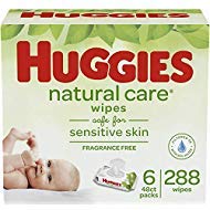Book Cover Huggies Natural Care Sensitive Baby Wipes, Unscented, 6 Flip-Top Packs, 48 Count (Pack of 6)