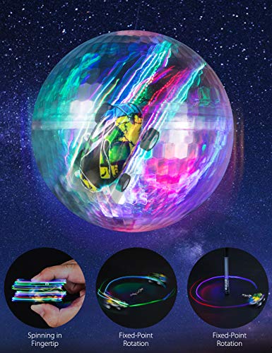 Aubllo Toy Cars Mini High Speed Vehicles with Keychain LED Light up Glow Toys in Ball Spinner for Kids Stocking Stuffers Christmas Novelty Gift Boys or Girls(Color Randomly)