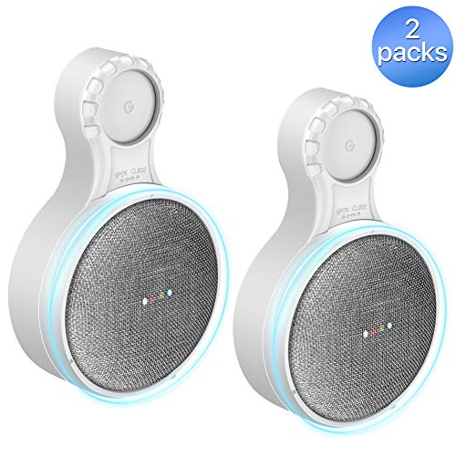Google Home Mini Wall Mount [2 Pack],2020 Upgrade Space-Saving Outlet Wall Mount Holder Hanger Stand Accessories for Google Home Mini Assistant Speaker-(2pcs,White)