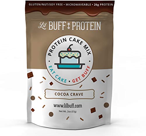 Lil Buff Protein, High Protein Cake Mix, Gluten Free, Microwaveable & 26g of Protein, High Protein Snack, Protein Waffles, Protein Donuts (COCOA-CRAVE, 1 Serving)