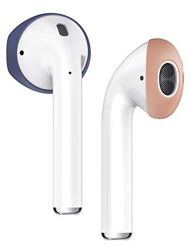 elago [Fit in The case] Ear Tips Compatible with Apple AirPods 1 & 2, 2 Pairs of 2 Colors [ Jean Indigo + Peach ]
