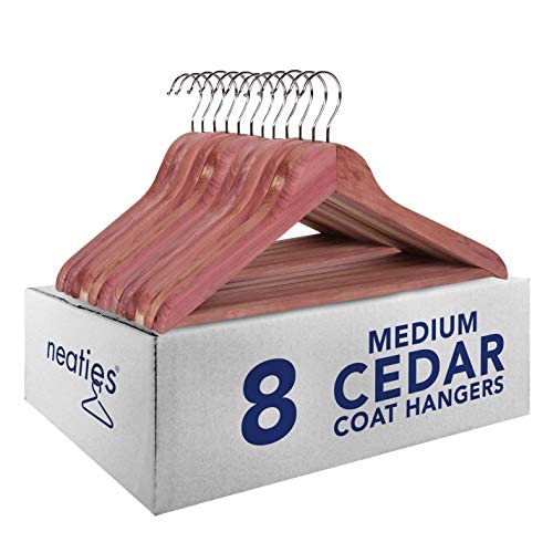 Neaties Red Cedar Medium Coat Hangers | 3/4" with Flat Bar |with 360° Degree Swivel Hook & Smooth Surface | 8Pack