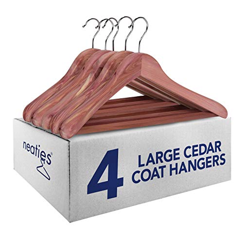 Neaties Red Cedar 2" Large Coat Hangers Contoured with Flat Bar, 4pk