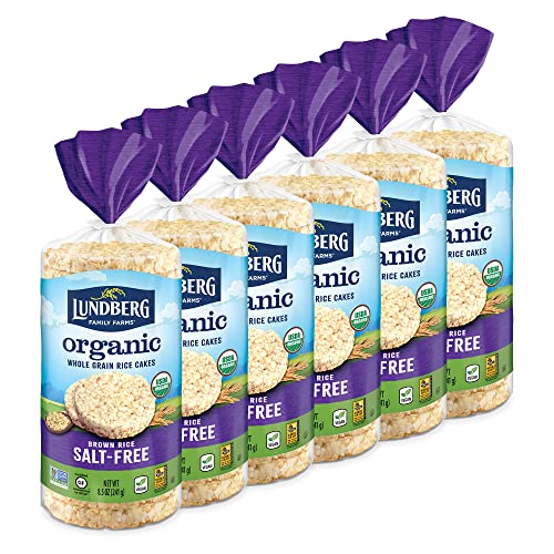 Lundberg Organic Brown Rice Cakes, Salt-Free, Gluten-Free, Vegan, Healthy Snacks, 8.5 Ounce (Pack of 6)