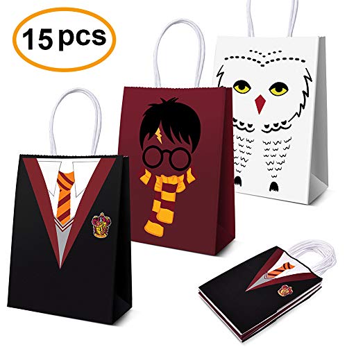Book Cover Magical Wizard School Favors Bags for Children Birthday Party Supplies,Dress Up Novelty Decorations Set of 15