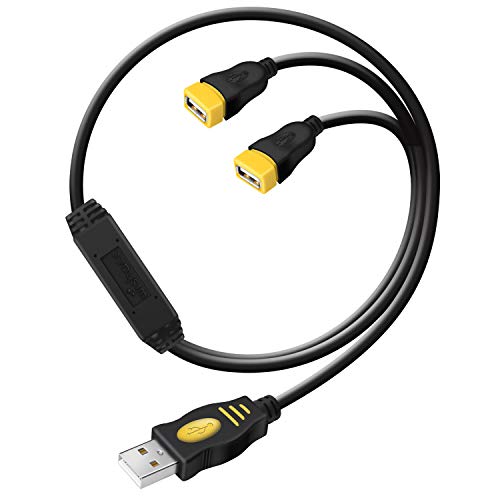USB Splitter Cable Male to 2 Female Adapter - wishacc 1 in 2 Out USB Hub Y Splitter Cable
