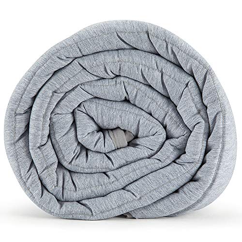 ZZZNEST Weighted Blanket (48"x72", 12 lbs), Heavy Blanket Box-Packed, Premium Soft Peach Skin Velvet Fabric and Micro Glass Beads, Light Grey