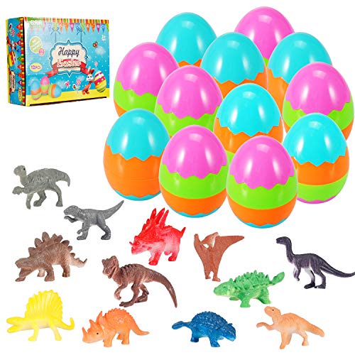 Easter Eggs Filled with Mini Dinosaurs, Perfect for Easter Basket, Party Favors, Easter Egg Hunts(12 Pack)