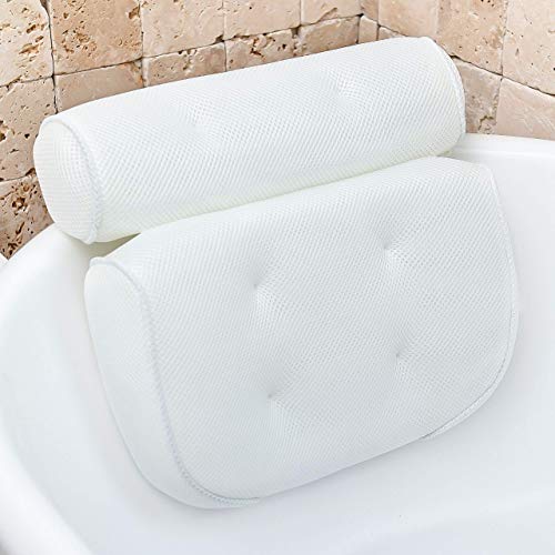 Book Cover Bathtub Pillow for Neck and Shoulder: Spa Bathroom Accessories Bath Pillow for Bathtub with 6 Suction Cups. Luxury Headrest Bath Cushion for Tub. Self-Care Gifts for Women, Relaxing Bath Gift Set