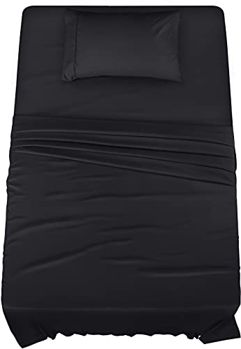 Utopia Bedding Twin XL Bed Sheets Set - 3 Piece Bedding - Brushed Microfiber - Shrinkage and Fade Resistant - Easy Care (Twin XL, Black)
