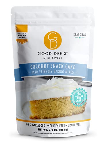 Good Deeâ€™s Coconut Snack Cake Baking Mix | Keto Baking Mix | Sugar-Free, Gluten-Free, Grain-Free, Soy-Free, Low Carb Cake Mix | Diabetic, Atkins & WW Friendly (2g Net Carbs, 12 Serving)