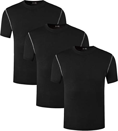 jeansian Boy's 3 Packs Quick Dry Fit Active Sport Short Sleeves T-Shirt Tee Shirt Tshirt Tops Golf Tennis Bowling LBS701