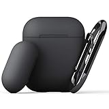 KeyBudz Elevate Switch Series AirPods Case with Carabiner Compatible with Apple AirPods 1 & AirPods 2 [Front LED Not Visible] (Black)