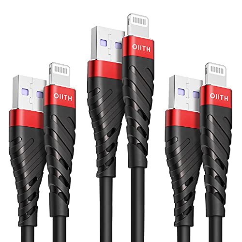Book Cover iPhone Charger Cable 3-Pack 6ft, OIITH [MFi Certified] iPhone Charging Cord 6 Foot, Extra Long 6 Feet iPhone Charger Cord, 2.4A iPhone Power Wire Compatible with iPhone12/11/XS/Max/XR/X/8/7/6/iPad