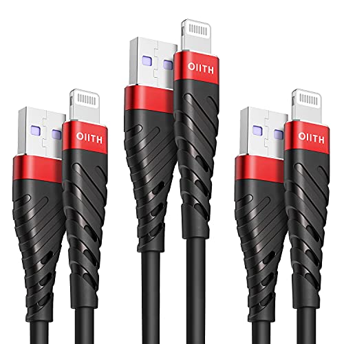 iPhone Charger Cable 3-Pack 6ft, OIITH [MFi Certified] iPhone Charging Cord 6 Foot, Extra Long 6 Feet iPhone Charger Cord, 2.4A iPhone Power Wire Compatible with iPhone12/11/XS/Max/XR/X/8/7/6/iPad