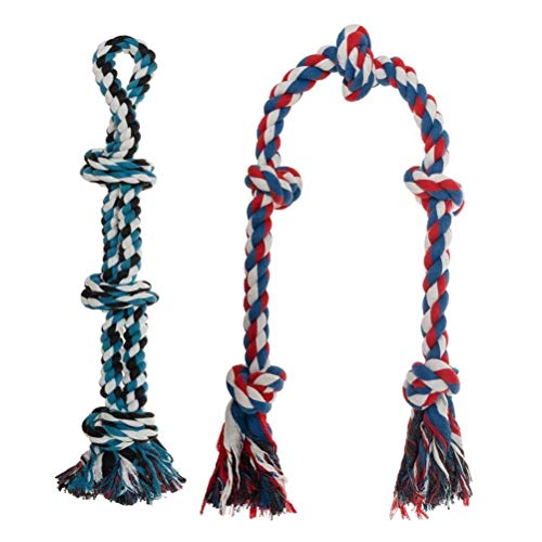 BINGPET Dog Rope Toys for Medium to Large Dogs (24-Inch + 49-Inch) - 2 Pack Interactive Aggressive Chew Toys Set - Durable Teething Toys for Tug of War