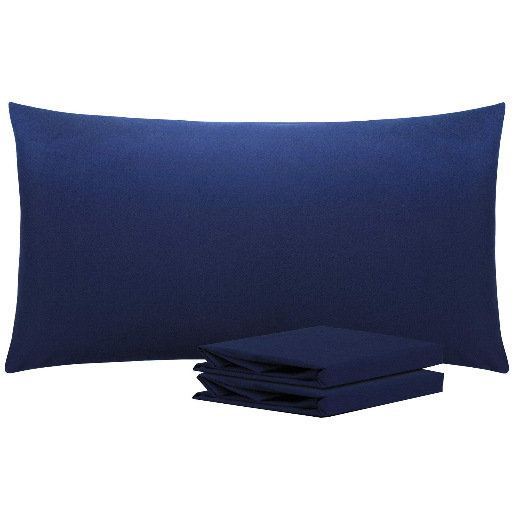 Book Cover NTBAY 100% Brushed Microfiber King Pillowcases Set of 2, Super Soft and Cozy, Wrinkle, Fade, Stain Resistant with Envelope Closure Pillow Cases, 20x36 Inches, Navy Navy Blue King (20