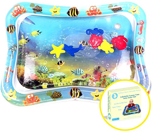 Brilliant Moms Engaging Tummy Time Inflatable Baby Water Mat. Comes With E Book. This Safe and Gentle Toy Takes The Crankiness Out Of Infants Tummy Time Play Activity and Light Up Their Eyes.