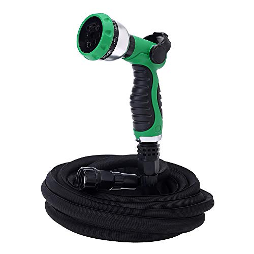 GREEN MOUNT 50ft Expandable Garden Hose, Lightweight Flexible Water Hose with 8 Function Spray Nozzle, Ultimate Non Kink Hose Easy to Storage