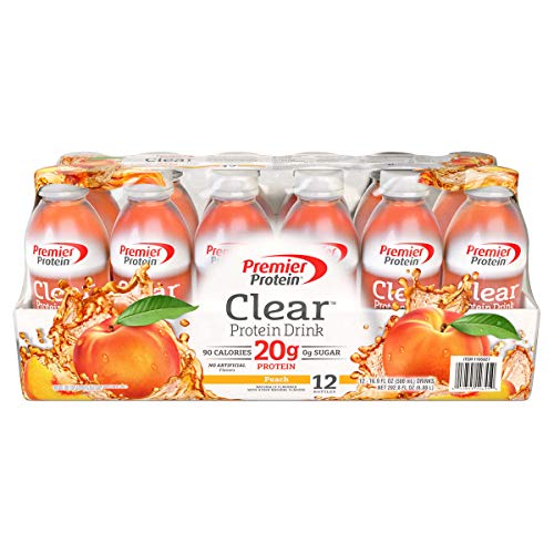 Premier Protein Clear Protein Drink, Peach, 16.9 oz, 12 ct