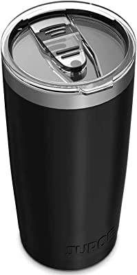 JURO Tumbler 20 oz Stainless Steel Vacuum Insulated Tumblers w/ Lids and Straw [Travel Mug] Double Wall Water Coffee Cup for Home, Office, Kitchen Outdoor ideal for Ice Drinks / Hot Beverage - Black