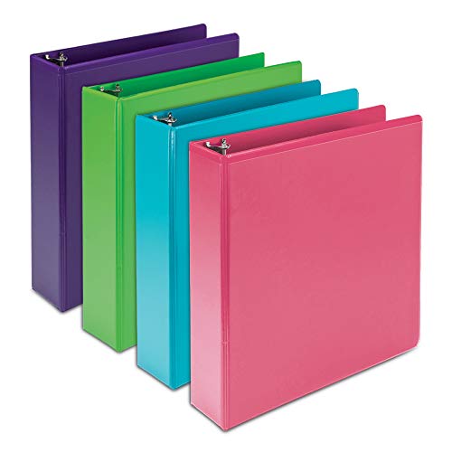 Book Cover Samsill Earth's Choice Biobased Durable 3 Ring Binders, Fashion Clear View 2 Inch Binders, Up to 25% Plant Based Plastic, Assorted 4 Pack