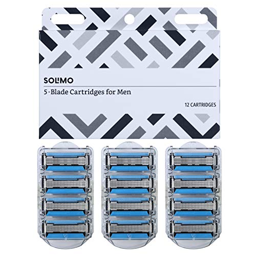 Book Cover Solimo 5-Blade Razor Refills for Men with Dual Lubrication and Precision Beard Trimmer, 12 Cartridges (Fits Solimo Razor Handles only)
