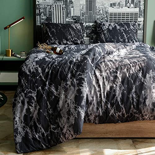 Book Cover Duvet Cover King Size - Black and White Duvet Cover Set - Soft and Warm 100% Washed Microfiber- Also as Marble Comforter Cover - 3 Piece Bedding Set with Zipper - 104Ã—90 inches (King)