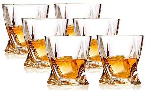 Book Cover Whiskey Glasses set of 6 Crystal Old Fashioned Rock Glass Scotch Bourbon and Spirits 10 Ounce Liqueur Tumbler