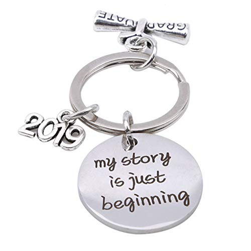 GloryMM 2020 My Story is just Beginning Key Chain Jewelry Charm Keychain Class of Graduation Gift for Her and Him - Silver - One Size