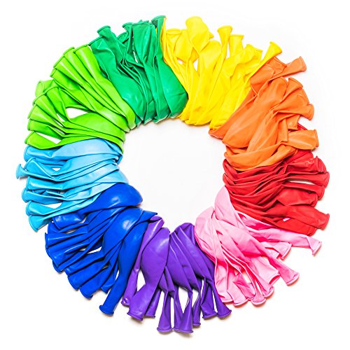 Book Cover Dusico® Balloons Rainbow Set (100 Pack) 12 Inches, Assorted Bright Colors, Made With Strong Multicolored Latex, For Helium Or Air Use. Kids Birthday Party Decoration Accessory