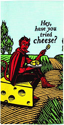 Blue Q Hey, Have Your Tried Cheese Dish Towel, Screen-Printed with Water-Based Inks, 100% Cotton, 28 by 21 Inches