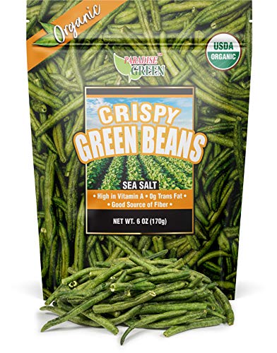 Paradise Green - USDA Organic Crispy Green Beans with Sea Salt 6oz - Naturally Delicious and Crispy High in Fiber