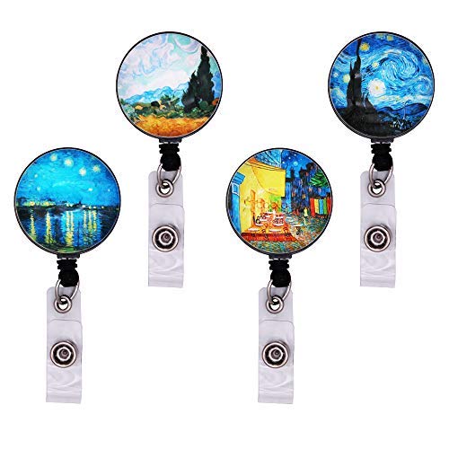 WOLUNWO Crystal Retractable Badge HoldWOLUNWO 4 Pack Decorative Retractable Badge Reel Clip-on ID Card Holder with 360 Degree Alligator Swivel Clip for Nurse, Student, Teacher and More
