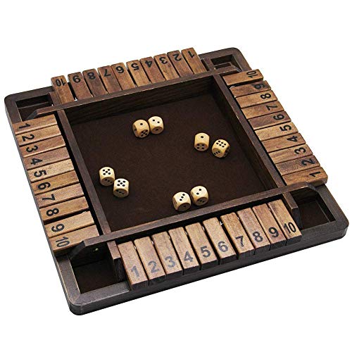 Juegoal Wooden Shut The Box Dice Game for 1-4 Players, Classics Tabletop Version and Pub Board Game, 12 inch