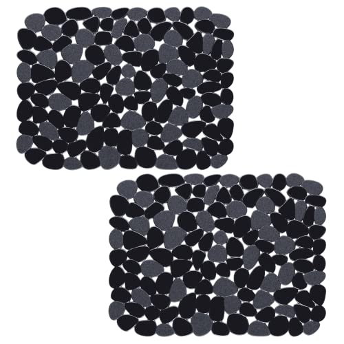 Bligli Pebble Sink Mat for Stainless Steel/Ceramic Sinks, PVC Eco-Friendly Sink Protectors for Bottom of Kitchen Sink, Dishes and Glassware, Fast Draining, 15.7 x 11.8 inch (2 Pack, Black)