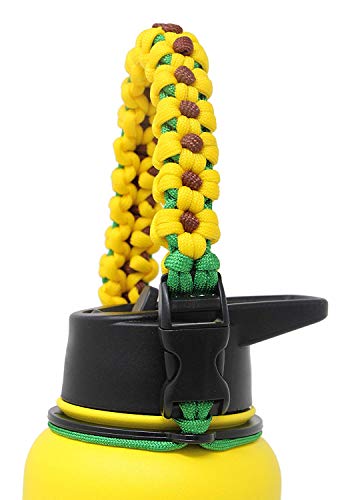 GALAXTEK Paracord Handle Compatible with Hydro Flask Wide Mouth Bottle - Durable Carrier, Secure Accessories, Survival Strap Cord with Safety Ring and Carabiner