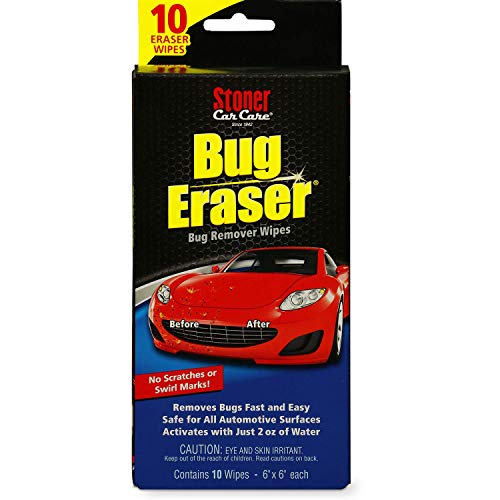 Book Cover Stoner Car Care 95401 Bug Eraser Car-Cleaning Wipes, Removes Bugs Fast and Easy, Safe for All Automotive Surfaces, 10 Eraser Wipes, Pack of 1