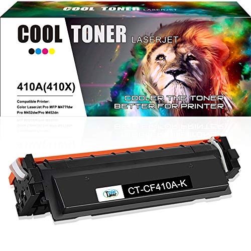 Cool Toner Compatible Toner Cartridge Replacement for HP 410A CF410A Black Toner for HP Color Laserjet Pro MFP M477fnw M477fdw M477fdn M477 Pro M452dn M452nw M452dw M452 M377DW Printer Toner-1 Pack