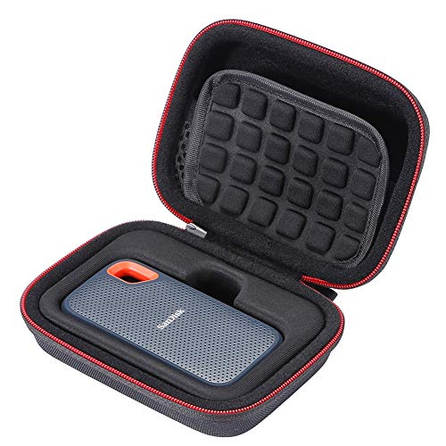 Hard Case for SanDisk 250GB / 500GB / 1TB / 2TB Extreme Portable SSD SDSSDE60, Carrying Storage Bag, not fit for SanDisk Extreme PRO SSD - Black(Black Lining)