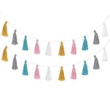 Mkono 2 Pack Tassel Garland Boho Cotton Pastel Banner for Thanksgiving Christmas Birthday Party Decor, Rainbow Wall Hangings for Classroom, Nursery, Kids Girls Bedroom, Baby Shower Wedding Decor