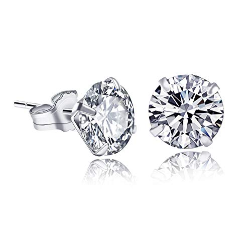 JLI MAY Princess Stud Earring, Cushion Cut Simulated Diamond Earrings, 2019 Classic Size for Woman-8mm