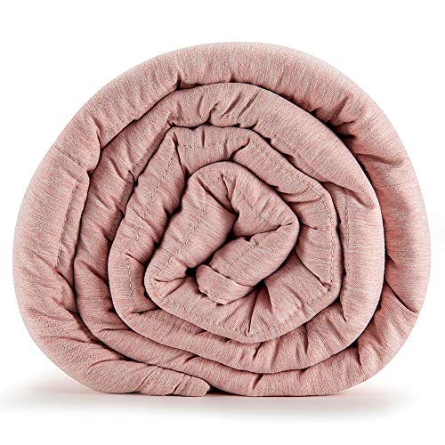 ZZZNEST Weighted Blanket (48"x72", 12 lbs), Heavy Blanket Box-Packed, Premium Soft Peach Skin Velvet Fabric and Micro Glass Beads, Light Pink
