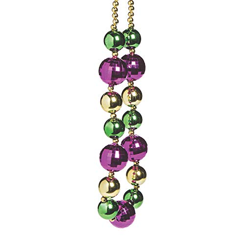 Book Cover Fun Express Big Mardi Gras Bead Necklace - 33 inch Long with Jumbo 10mm - 40mm Beads.- Costumes and Party Decor