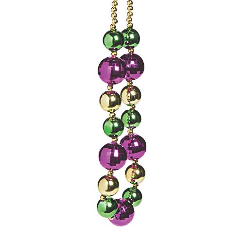 Fun Express Big Mardi Gras Bead Necklace - 33 inch Long with Jumbo 10mm - 40mm Beads.- Costumes and Party Decor