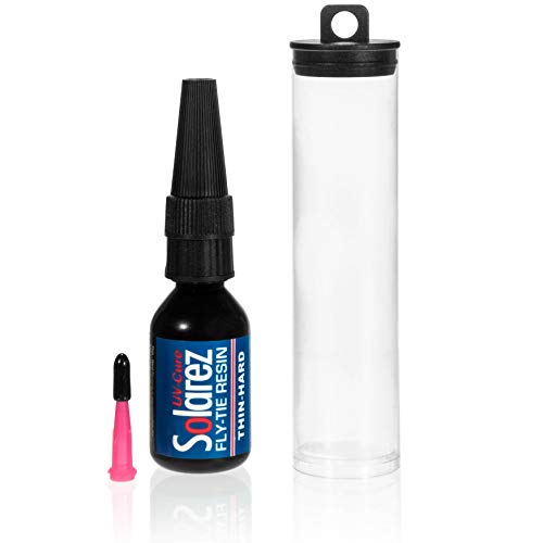 SOLAREZ Fly Tie UV Cure Resin Thin Hard Formula (0.5 oz Bottle) ~ Thin-Hard Fly Tying Cement, Fly Fishing Lures, Easily Build Durable Fly Heads and Bodies ~ Made in The USA