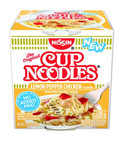 Nissin Cup Noodles, Lemon Pepper Chicken, 2.25 Ounce (Pack of 12)