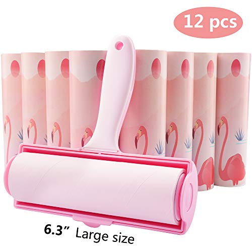 Outkitkit Lint Rollers, Pet Hair Lint Remover Sticky Roller, 6.3 Inches Large Lint Roller Refills 720 Sheets (1Handle+12Refills)