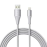 Xcentz iPhone Charger 6ft, MFi Certified iPad Charger Lightning Cable Braided Nylon Charging iPhone Cable with Premium Metal Connector for iPhone 11/11 Pro/X/XS/XR/XS Max, iPad Mini-Silver